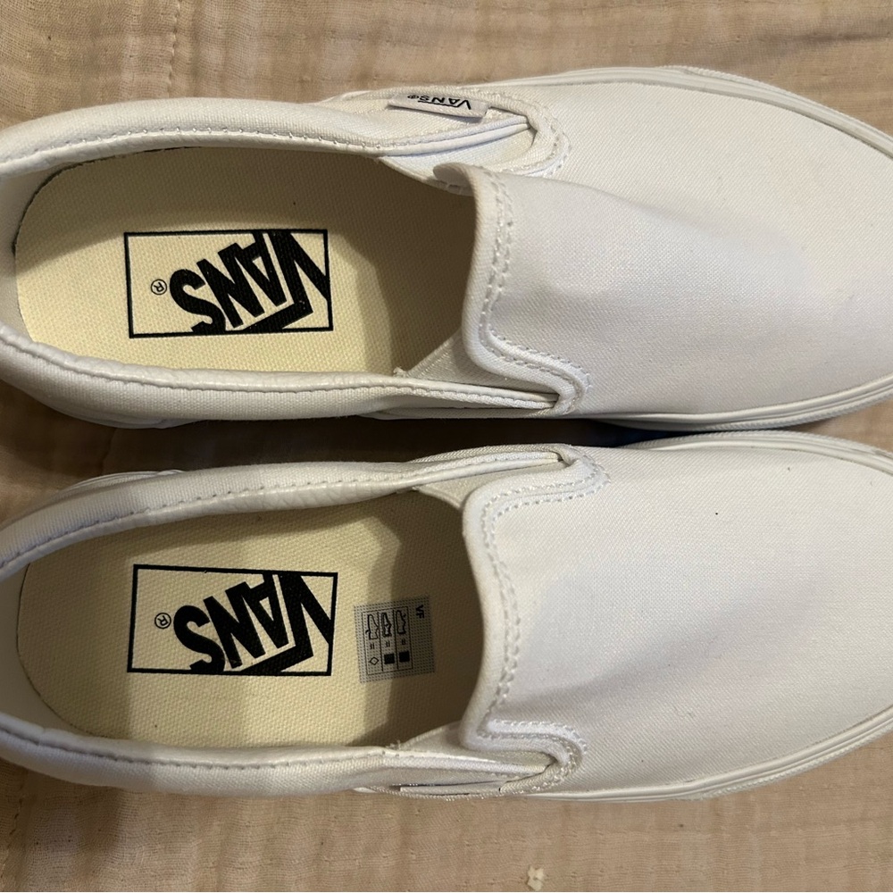 Vans White Platform Slip-On Sneakers